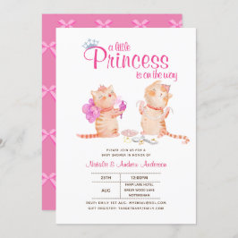 Invitación Prince Baby Shower Gats Kitten Chicas Rosa