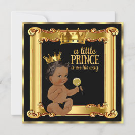 Invitación Prince Baby Shower Gold Faux Relieve metalizado Bl