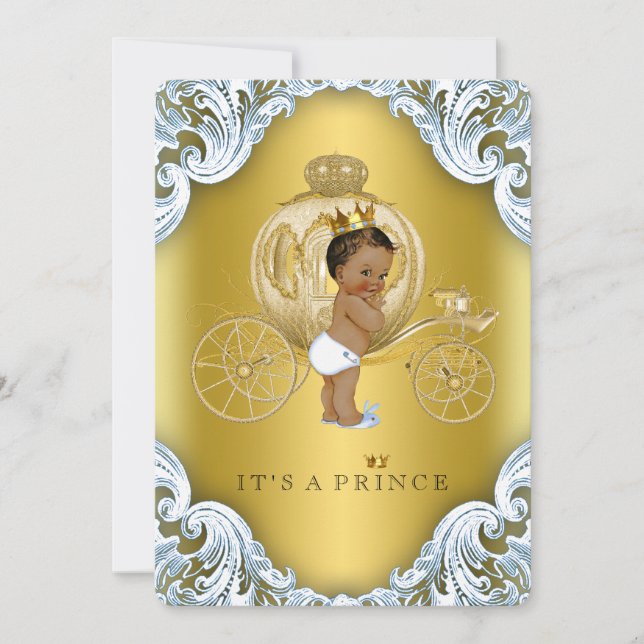 Invitación Prince Baby Shower, Príncipe de la etnia azul y de (Anverso)