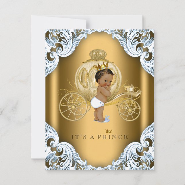 Invitación Prince Baby Shower, Príncipe de la etnia azul y de (Anverso)