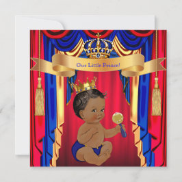 Invitación Prince Baby Shower Red Blue Gold Ethnic