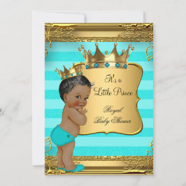 Invitación Prince Baby Shower Turquoise