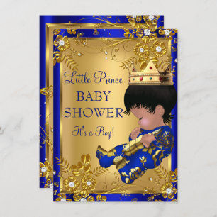Invitación Prince Boy Baby Shower Gold & Blue Invitation