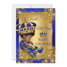 Prince Boy Baby Shower Oro Corona Azul