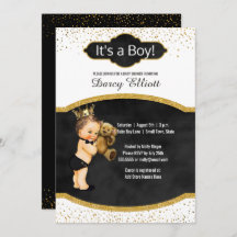 Prince Boy Baby Shower | Purpurina Black Faux Gold