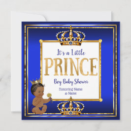 Invitación Prince Boy Baby Shower Royal Blue Gold