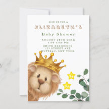 Prince Lion Golden Crown Boy Baby Shower