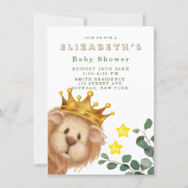 Invitación Prince Lion Golden Crown Boy Baby Shower