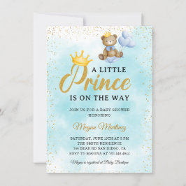 Invitación Prince Prince Blue Gold Boy Baby Shower