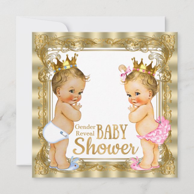 Invitación Prince Princess Gender Reveal Baby Shower (Anverso)