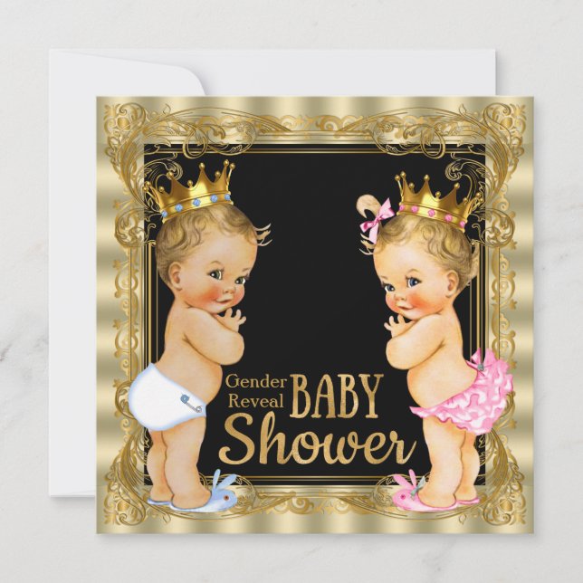 Invitación Prince Princess Gender Reveal Baby Shower (Anverso)