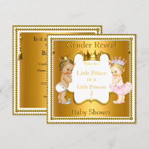 Invitación Prince Princess Gender Revelan Baby Shower Blonde