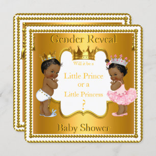 Invitación Prince Princess Gender Revelan Baby Shower Ethnic