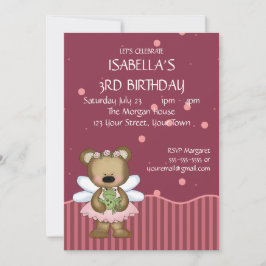 Invitación Princesa adaptable de la hada del rosa del oso de