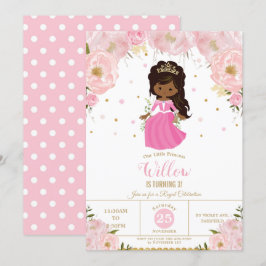 Invitación Princesa Africana de Piel Oscura: Cumpleaños Flora