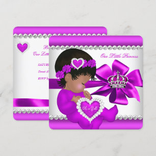 Invitación Princesa Afroamericana Baby Shower Niña Rosa