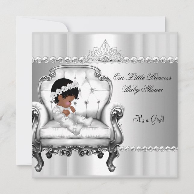 Invitación Princesa Afroamericana Fiesta de Bebé Silla de Niñ (Anverso)