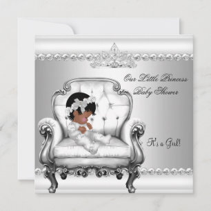 Invitación Princesa Afroamericana Silla de Bebé para Shower d