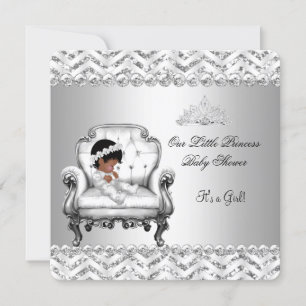 Invitación Princesa Afroamericana Silla para Baby Shower de N