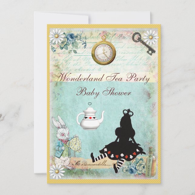 Invitación Princesa Alicia en el país de las maravillas Fiest (Anverso)