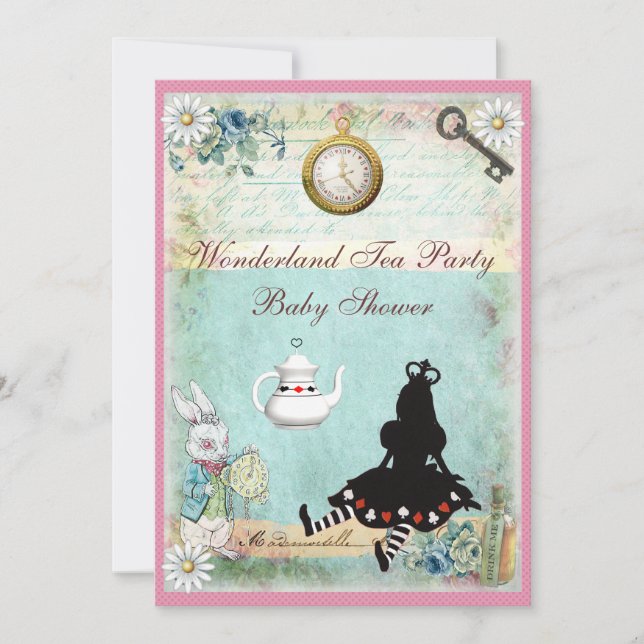 Invitación Princesa Alicia en la fiesta del té de Baby Shower (Anverso)