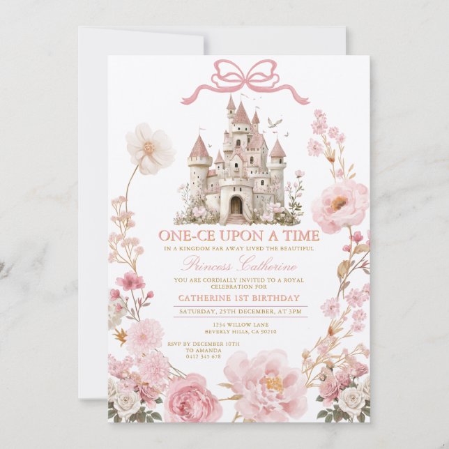 Invitación Princesa Arco UNO-CE Érase una vez cumpleaños Cast (Anverso)