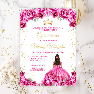 Invitación Princesa ardiente Floral Quinceañera