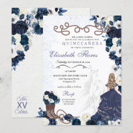 Invitación Princesa Azul de la Marina Occidental Charra Quinc