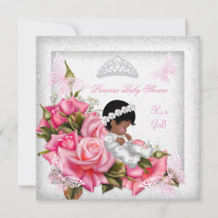Invitación Princesa Baby Shower Chica Mariposa Rosa 3