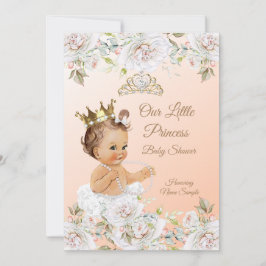 Invitación Princesa Baby Shower Coral Peach White