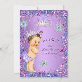 Invitación Princesa Baby Shower morada rosa azul Verde azulad