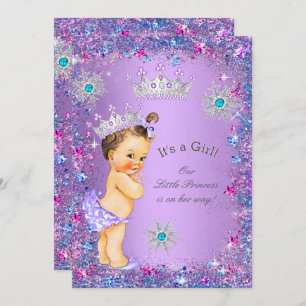 Invitación Princesa Baby Shower morada rosa azul Verde azulad