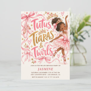 Invitación Princesa Ballarina Americana Africana Cumpleaños 4