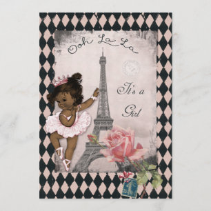 Invitación Princesa Ballerina Eiffel Torre Baby Shower