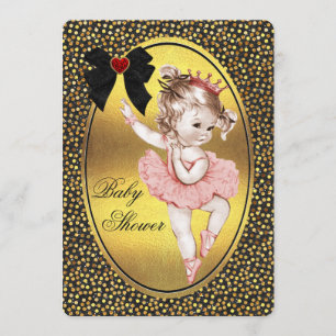 Invitación Princesa Ballerina Faux Bow Relieve metalizado y d