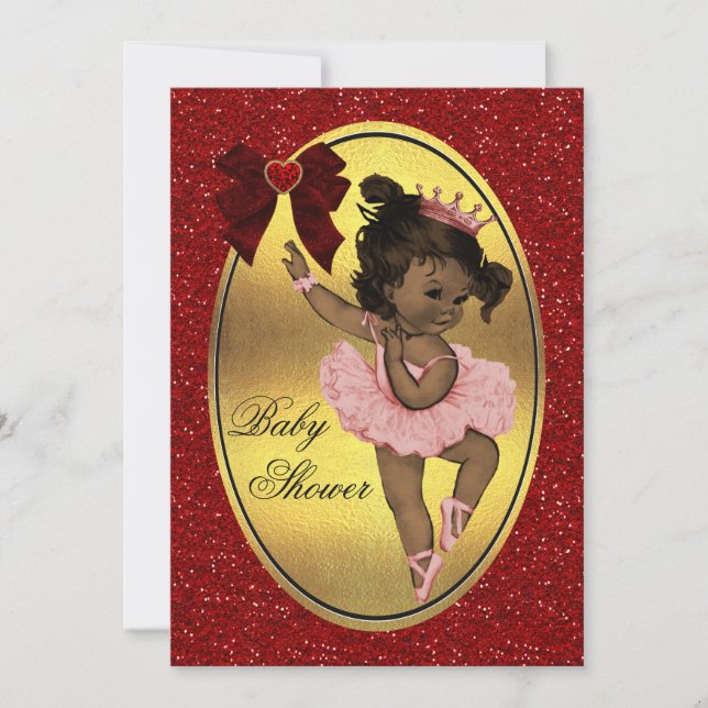 Invitación Princesa Ballerina Faux Relieve metalizado dorado  (Anverso)
