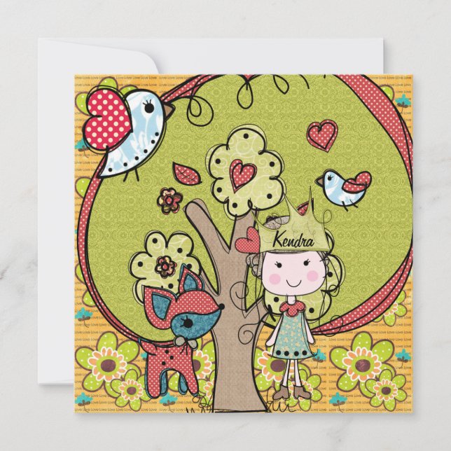 Invitación Princesa Birthday Invitation de la naturaleza (Anverso)