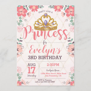 Invitación Princesa Birthday Invitation - princesa Party