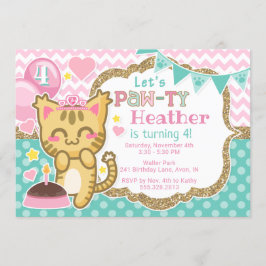 Invitación Princesa Birthday Pata-ty Invitation del gatito