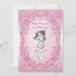 Invitación Princesa Blanca Ballerina Baby Shower