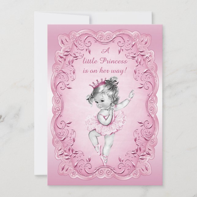 Invitación Princesa Blanca Ballerina Baby Shower (Anverso)