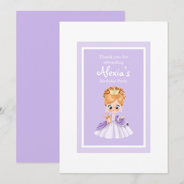 Invitación Princesa blanca y púrpura (Anverso / Reverso)