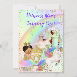 Invitación Princesa Castillo Carruaje Unicornio Arcoíris Mági