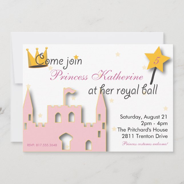 Invitación Princesa Castle (Anverso)