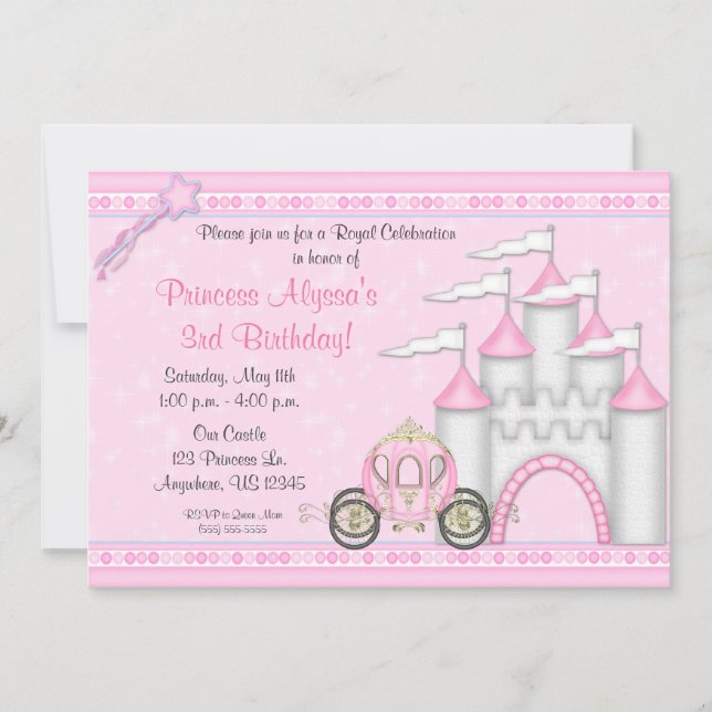 Invitación Princesa Castle Birthday Invitation (Anverso)