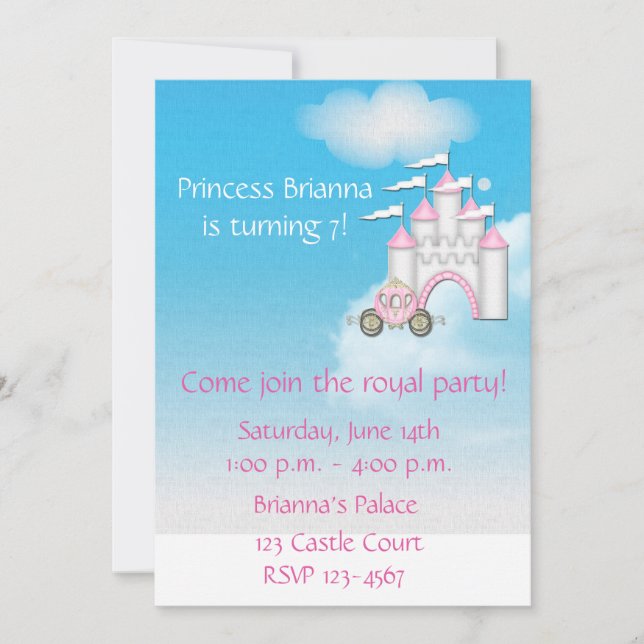 Invitación Princesa Castle Invitation (Anverso)