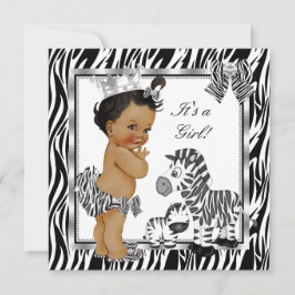 Invitación Princesa Cebra Niña Baby Shower Étnico