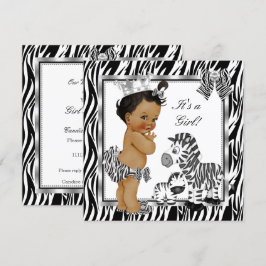 Invitación Princesa Cebra Niña Baby Shower Étnico