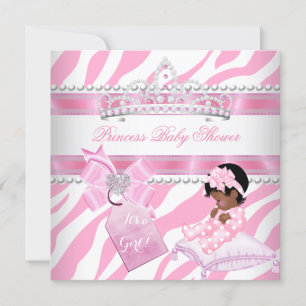 Invitación Princesa Chica Baby Shower Étnica blanca rosa cebr