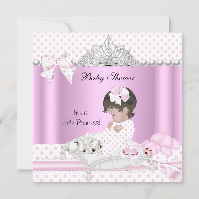 Invitación Princesa Chica de Baby Shower Puppy Tiara (Anverso)